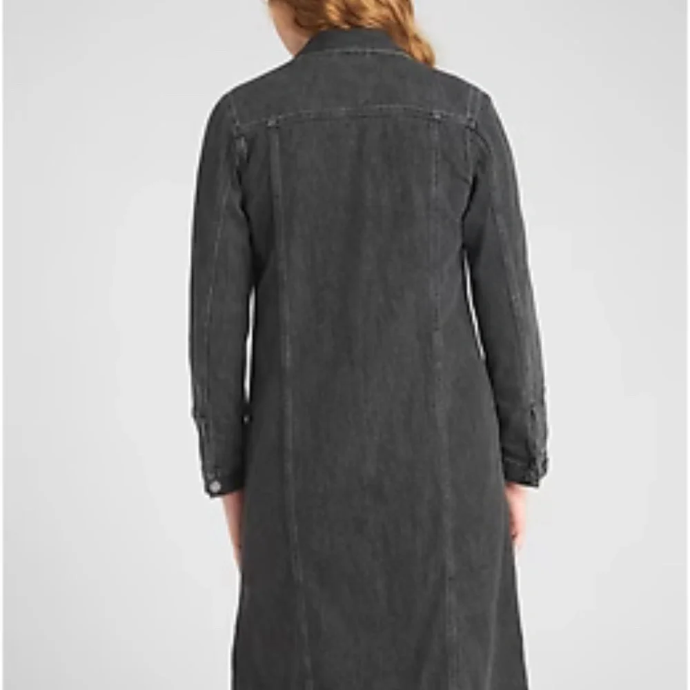 GAP Long Sleeve Denim Dress Icon Denim Duster Jacket Grey  Black M